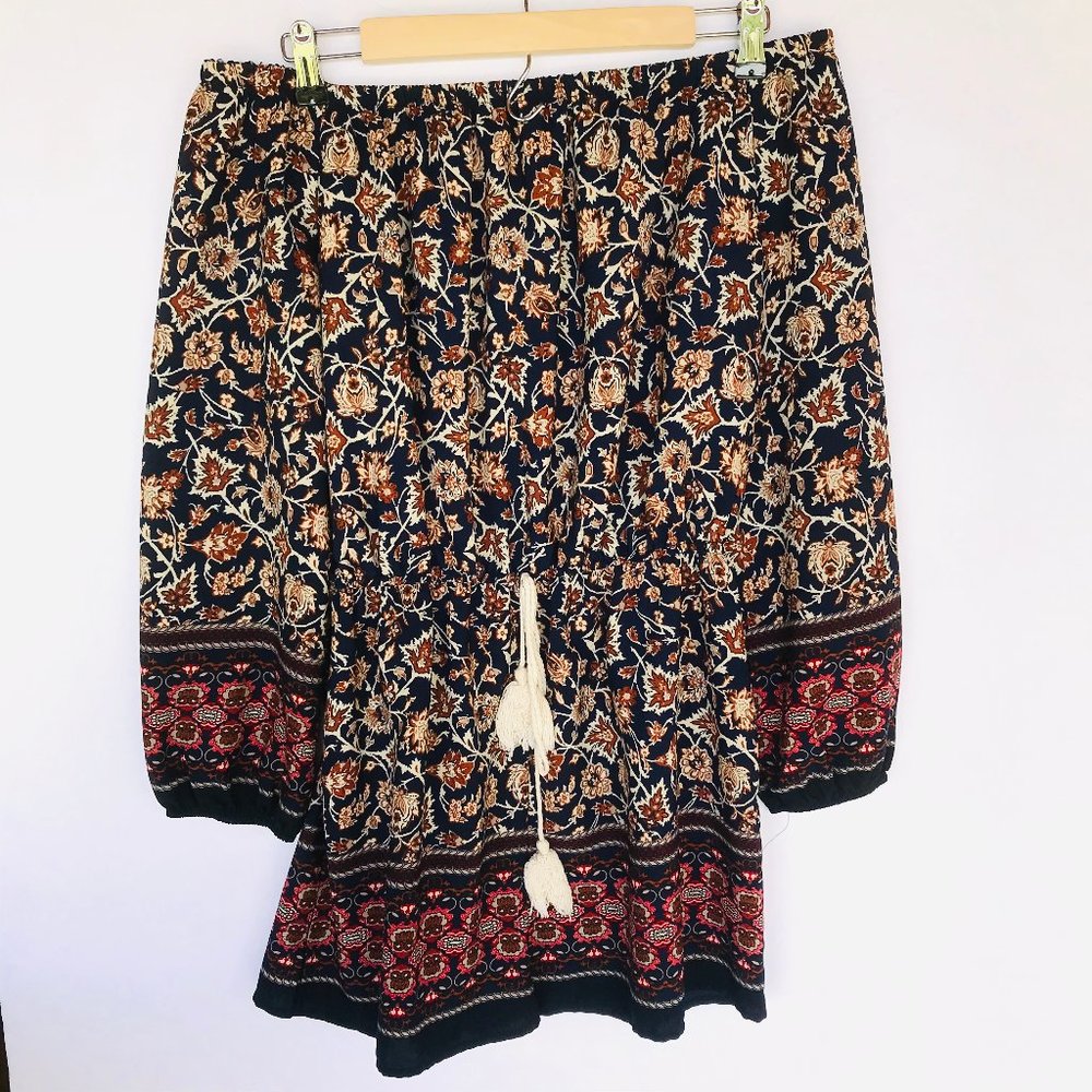 Soprano Boho Off-Shoulder Long Sleeve Romper